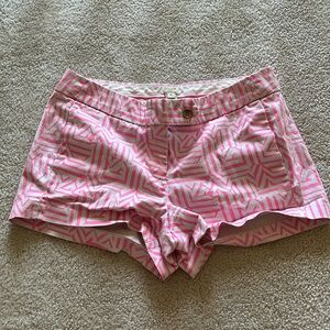 JCrew pink geometric chino shorts